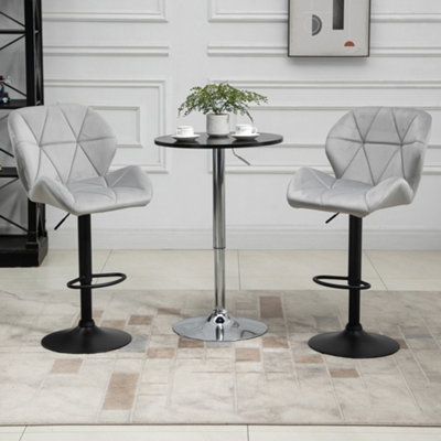Homcom Velvet Bar Stools Set Of 2 Back Padded Swivel Chairs For Breakfast from B&Q