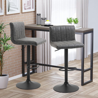 Bobobiy Grey Adjustable Barstools Set Of 2, Swivel Counter Bar Chairs, Bar Stools With Footrest, Pu Leather, Gas Lift, - Image 10