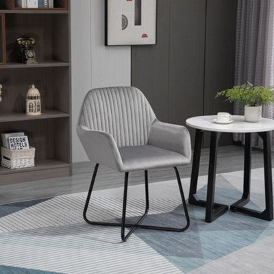 Homcom Modern Accent Chair Velvet-Touch Upholstered Lounge Armchair Grey from B&Q