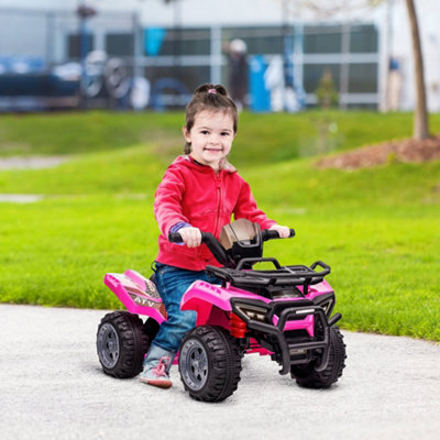 B&Q -  6V Kids Electric Ride On Car Toddler Quad Bike Atv For 18-36 Month Pink