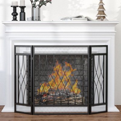 Homcom Light 126Cm 3-Panel Metal Folding Fireplace Screen Protective Guard Child Pet Home - Image 13