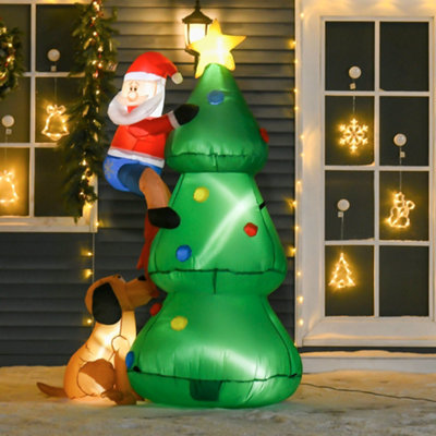 Homcom 6Ft Inflatable Christmas TreeLed Light With Santa Claus Dog Decoration from B&Q