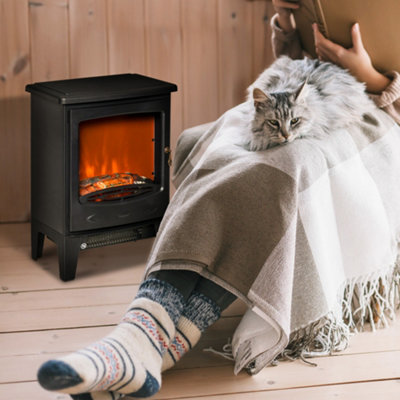 Homcom Electric Fireplace Stove Heater With Realistic Flame Effect - Black - Image 11