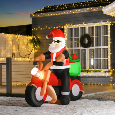 Homcom 5.5Ft -Up Inflatable Santa Claus Riding A Bike Decoration For Lawn Light