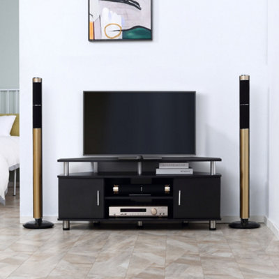 Homcom Tv Unit Cabinet With Storage Shelves Entertainment Center Black from B&Q