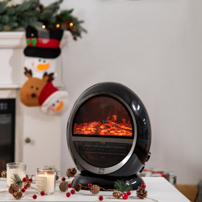 HOMCOM Electric Fireplace Heater - Black - 1500W - LED Flame - Rotatable Head - Image 10