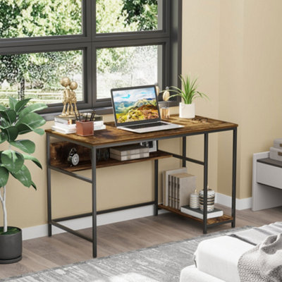 Homcom Brown Home Office Computer Writing Desk Study Workstation W/ Storage,