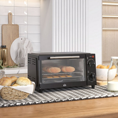 Homcom Mini Oven 9L Countertop Toaster Oven With Timer Control 750W Black from B&Q