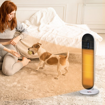 Homcom Ceramic Space Heater With 45 Degree Oscillation, Remote Control - White - Image 9
