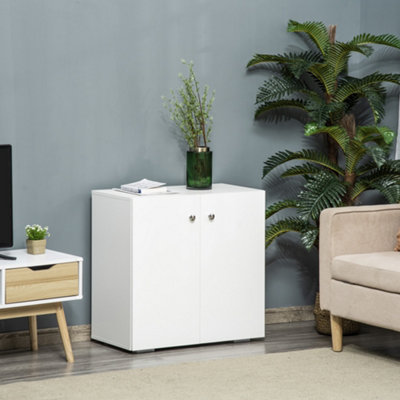 Homcom Freestanding Storage Cabinet W/ Two Shelves Wooden Sideboard - White B&Q