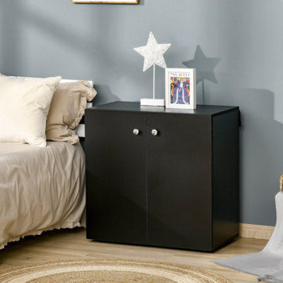 B&Q -  Freestanding Storage Cabinet W/ Two Shelves Wooden SideboardBlack