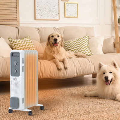 Homcom Oil Filled Radiator Portable Heater W/ 9 Fin, 3 Heat Settings White
