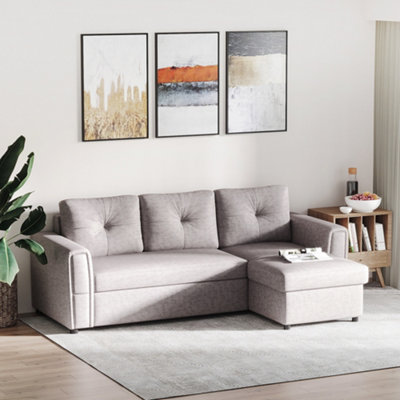 Homcom 3 Seater Sofa Bed, Convertible Pull Out Sofa With Storage, Grey - Image 10