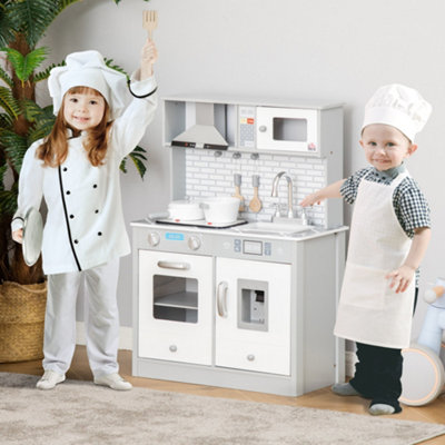 Homcom Kids Wooden Toy Kitchen Pretend Play Cooking Playset For 3-6 Years Old - Image 4