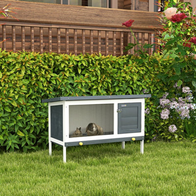 Pawhut Rabbit Hutch, Guinea Pig Hutch Outdoor Cage W/ Asphalt Roof, Green