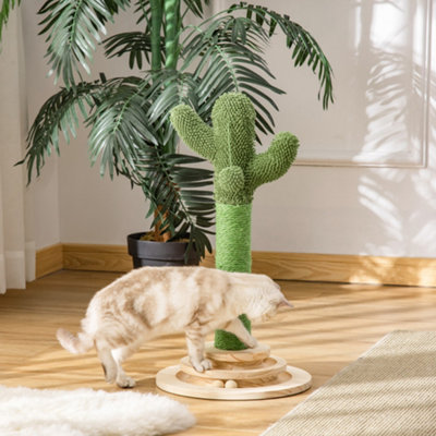 Blue Pirate Cat Tree Cactus Sisal Scratching Post Interactive Fun Roller Exerciser Pawhut - Image 15