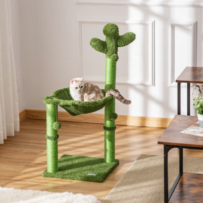 Pawhut Green Cactus Cat Tree For Indoor Cats W/ Scratching Post Hammock Bed Toy In - Image 10
