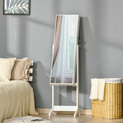 B&Q -  Mirrored Jewellery Cabinet Lockable Jewellery Organiser For Bedroom White