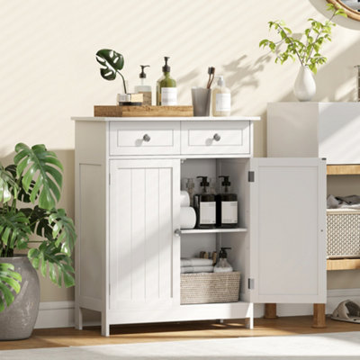 Kleankin Bathroom Floor Storage Cabinet W/ 2 Drawers Door Cupboard White from B&Q