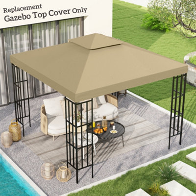 Outsunny 3(M) 2 Tier Garden Gazebo Top Cover Replacement Canopy Roof Deep Beige from B&Q