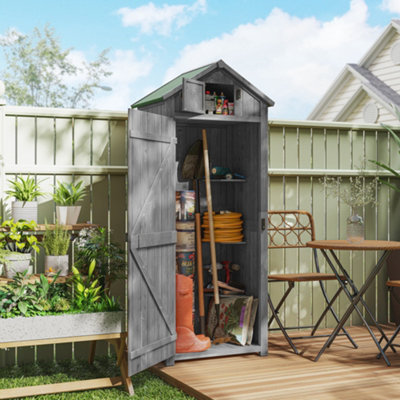 Outsunny Wooden Garden Storage Shed Tool Storage Box77 X 54 X 179 CmGrey from B&Q