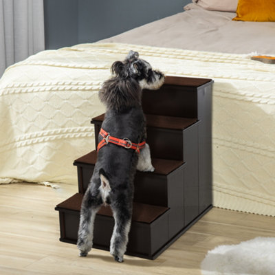 B&Q -  4 Step Wooden Dog Steps Pet Stairs Cat Ladder For Bed CouchDark Brown
