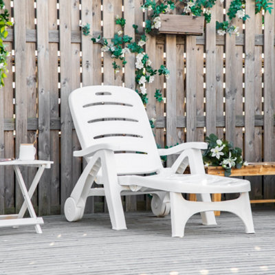 Outsunny Patio Folding Lounge Chair Recliner With Wheels & 5-Position Backrest from B&Q