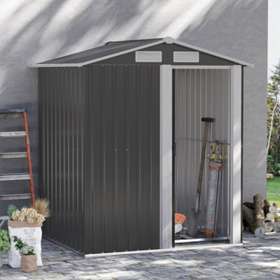 Outsunny 5Ft X 4.3Ft Outdoor Metal Storage Shed With Sliding Door Sloped Roof