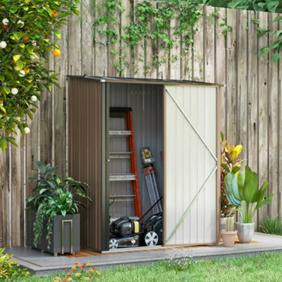 Outsunny Outdoor Storage Shed W/ Lockable Door For Garden, Brown