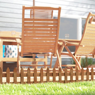 Outsunny Pack Of 12 Wooden Plant Border Fence Garden Fixed Picket Fence Brown from B&Q