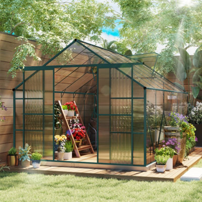 Outsunny 8X12Ft Polycarbonate Walk-In Greenhouse Outdoor W/ Double Sliding Door from B&Q