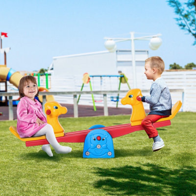 Homcom Kids Seesaw Teeter Totter 2 Seats With Easy-Grip Handles Multicolour from B&Q