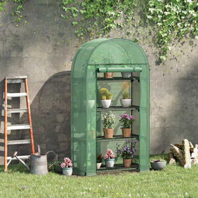 Outsunny 80 X 49 X 160Cm Mini Greenhouse Portable Green House With Shelf Green from B&Q