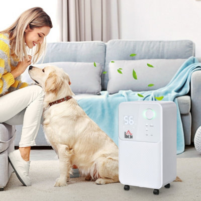 HOMCOM 12L per Day 2L Portable Quiet Dehumidifier for Home in White - Image 12