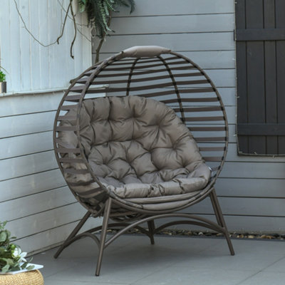 B&Q -  Egg Chair W/ Cushion Steel Frame And Side PocketSand