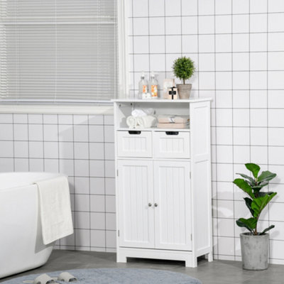 Kleankin Bathroom Storage Cabinet With Adjustable Shelf And Removable Drawers