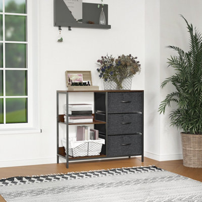Homcom Chest Dresser Tower With 3 Drawers Storage Cabinet OrganizerBlack from B&Q