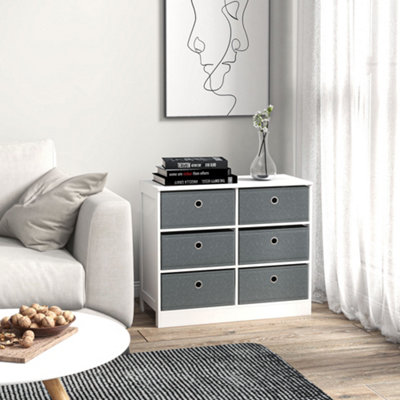 Homcom Chests Of Drawer Fabric Dresser Storage Cabinet W/ 6 Drawers For Bedroom