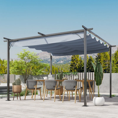 Outsunny 3.5X3.5M Pergola Metal Gazebo Backyard Porch Awning Retractable Canopy from B&Q