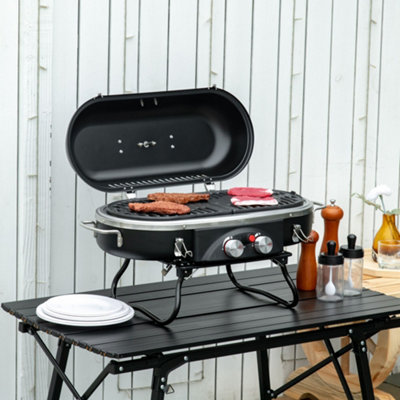 Outsunny Foldable 2 Burner Gas Bbq Grill W/ 2 Burners For Camping Picnic Cooking from B&Q