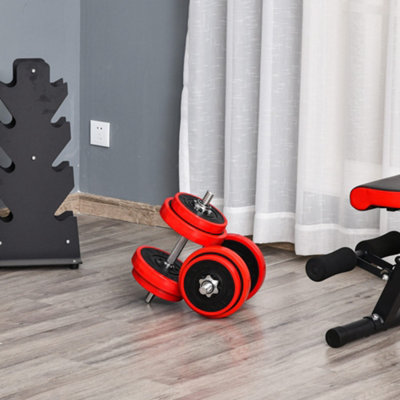 Homcom 20Kgs Dumbbell & Barbell Adjustable Ergonomic Set Exercise In Home Gym 20Kg