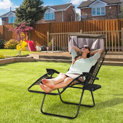 Outsunny Zero Gravity Lounger ChairFolding Reclining ChairBrown from B&Q