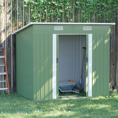 Outsunny 7 X 4Ft Outdoor Garden Storage Shed For Backyard Patio Light Green