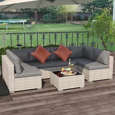 Outsunny 4 Pcs Patio Pe Rattan Wicker Sofa Conservatory Outdoor Furniture Set from B&Q