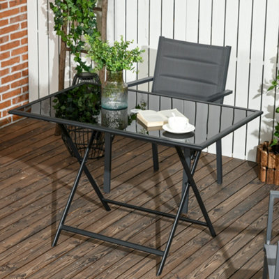 Outsunny Folding Rectangular Garden Dining Table For 6 With Parasol Hole from B&Q