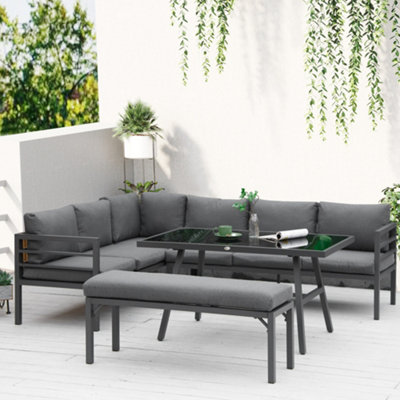 Outsunny 8-Seater Aluminium Garden Dining Sofa Furniture Set With Cushions from B&Q