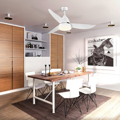 Homcom Reversible Ceiling Fan With Light3 BladesMount Lighting FanWhite from B&Q