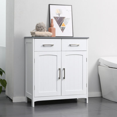 Kleankin Freestanding Bathroom Cabinet With 2 Drawers 2 Doors Adjustable Shelf - Image 6