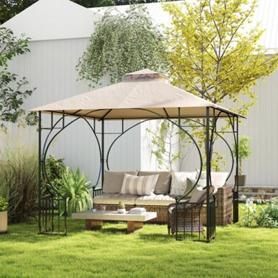 Outsunny Gazebo Canopy Replacement Cover 3 X 3(M) 2-Tier Roof Top For Garden