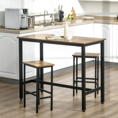 Homcom Industrial Bar Stools Set Of 2Kitchen Bar Chairs Home Pub Rustic Brown from B&Q